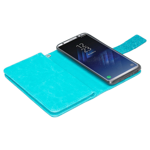 Samsung Galaxy S8 Plus Glitter Wallet Case - Teal - www.coverlabusa.com