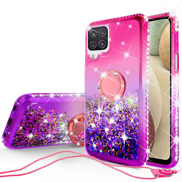 glitter phone case for samsung galaxy a12 - hot pink/purple gradient - www.coverlabusa.com