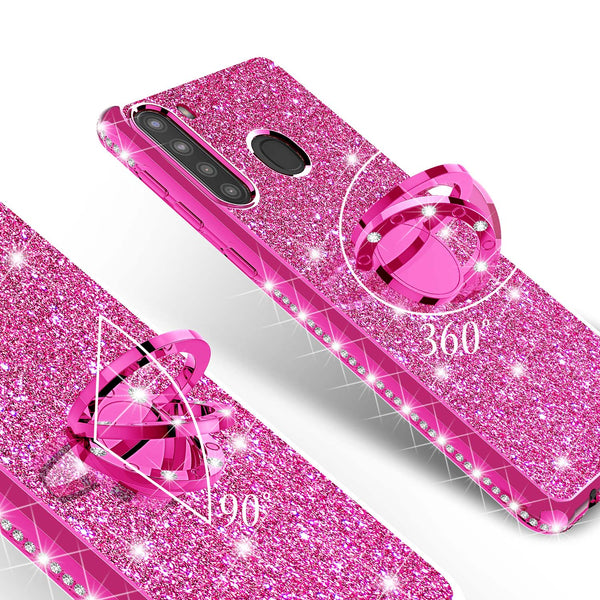 samsung galaxy a21 glitter bling fashion case - hot pink - www.coverlabusa.com