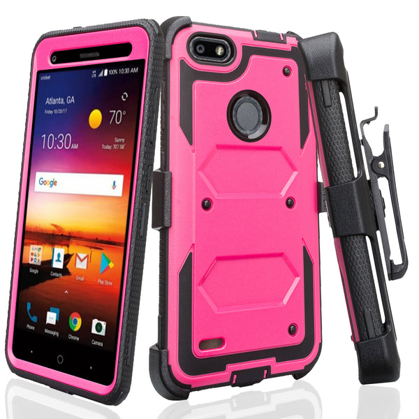 zte blade force heavy duty holster case - hot pink - www.coverlabusa.com