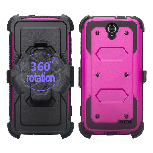 zte grand x3 holster case built in screen protector - purple - www.coverlabusa.com