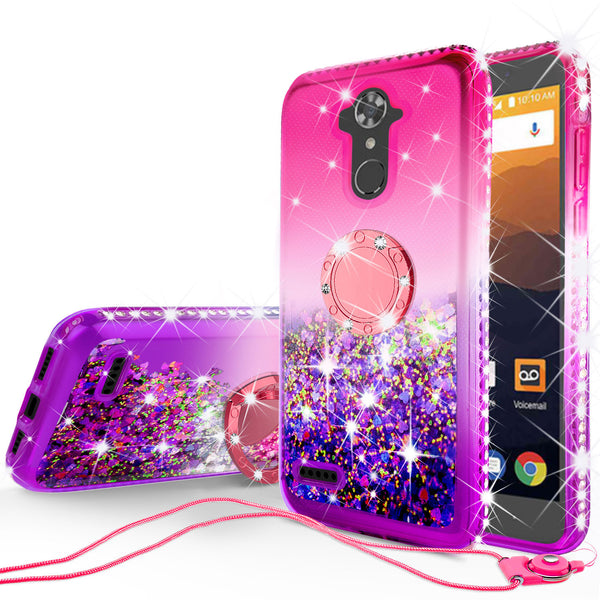 glitter ring phone case for zte zmax pro/max xl - pink gradient - www.coverlabusa.com 