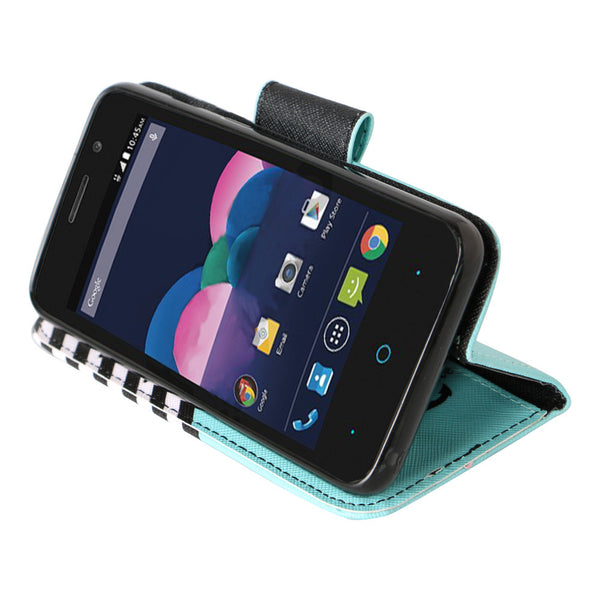 ZTE Obsidian leather wallet case - teal anchor - www.coverlabusa.com