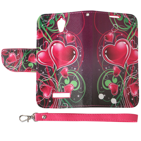 ZTE Obsidian leather wallet case - heart strings - www.coverlabusa.com